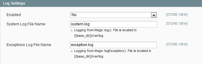 enable log settings