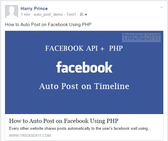 facebook app auto post example