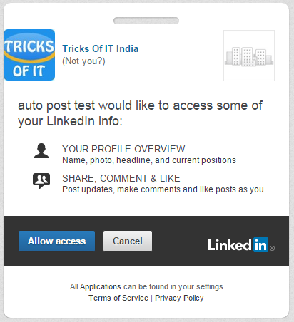 allow access for linkedin