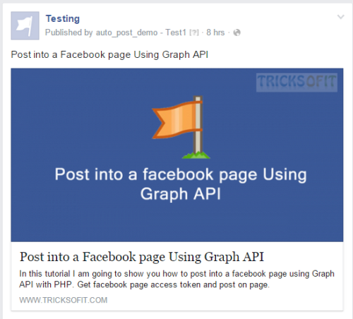 post on facebook page using graph API